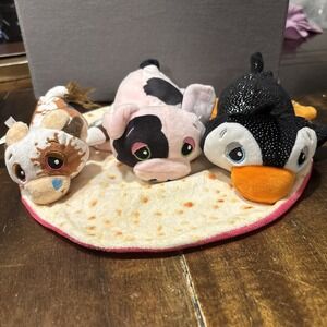 Cutetitos Series 3 Lot Soft‎ Burrito Wrap Pink Pig 7"  Penguin Mini Cow Cookie